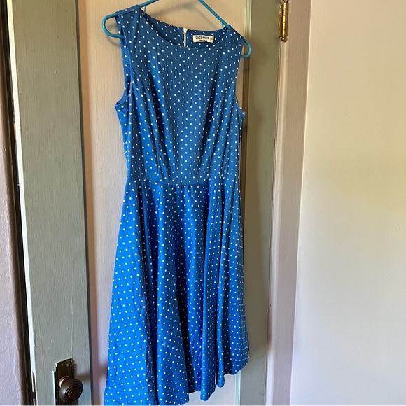 BOGO Grace Karin Blue and White Polka Dot Dress - Picture 3 of 6
